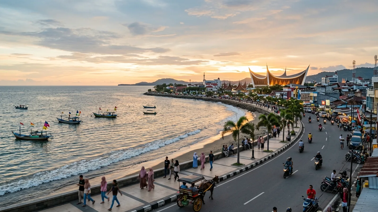 Pantai Padang dan suasana kota